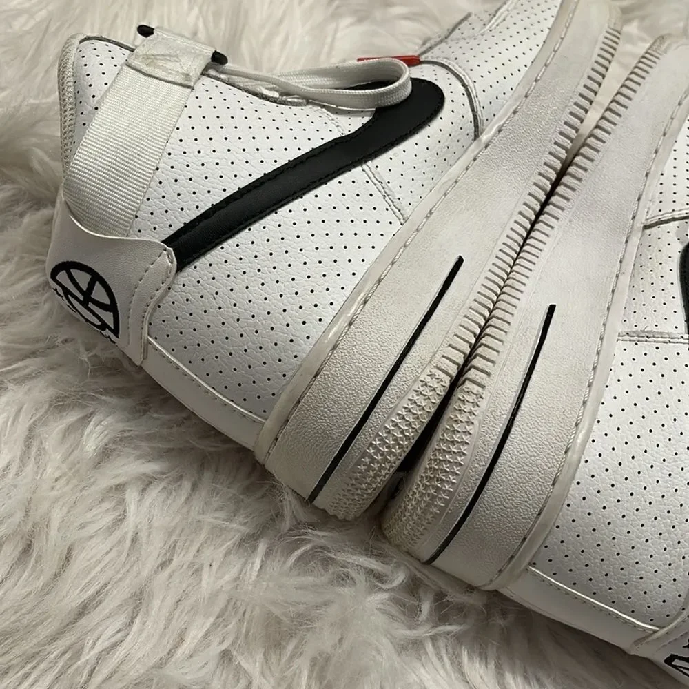 Nike Air Force 1 Youth High Tops - Perforated White & Black Size 6.5Y